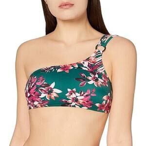 Iris & Lilly Women's Padded One Shoulder Bikini Top Floral Size L